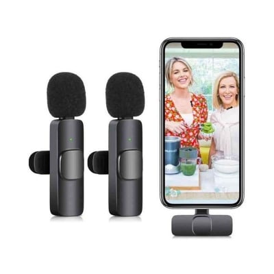 Picture of K9 Wireless Lavalier Microphone Upgraded Plug-Play Auto-Syncs Mic For Vlogs Interview Youtubers (NO APP or Bluetooth Needed)
