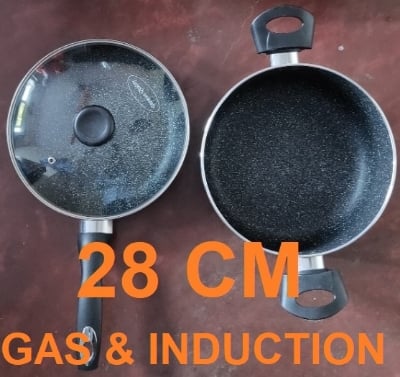 Picture of Prestiege Deluxe Granite (Set of 3 Pieces Sos Pan & Fry pan with 1 Lid) Induction Bottom (Multicolor28)