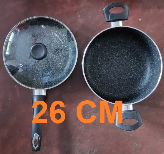 Picture of Prestiege Deluxe Granite (Set of 3 Pieces Sos Pan & Fry pan with 1 Lid) Induction Bottom (Multicolor26)