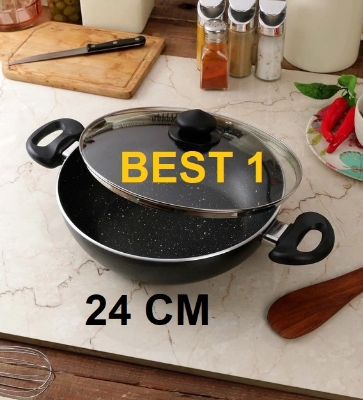 Picture of Prestiege INDUCTION Karai with Glass Cover 22-30 CM (MULTIPALE COLOR) (Grey24)