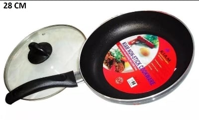 Picture of Kiam Non Stick Fry Pan With Glass Lid (20cm-28cm) (Grey28)