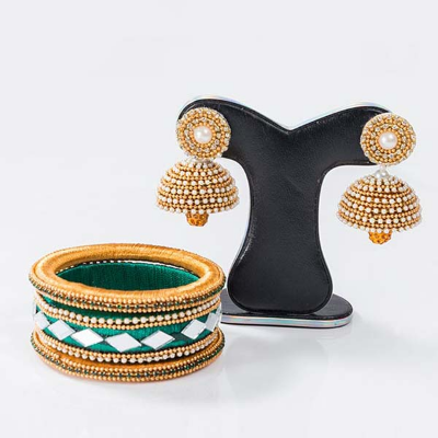 Picture of Multi Color Silk Thread Earring & Bangles