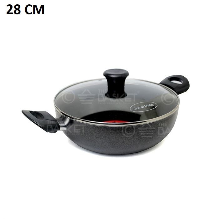 Picture of Kiam Marble Coated Karai With Glass Lid 28cm (Multicolor28)