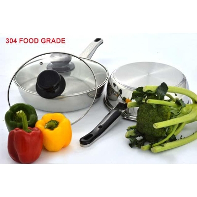 Picture of Stainless Steel Frying Pan with Glass Lid 304 FOOD GRADE (Silver20CM)