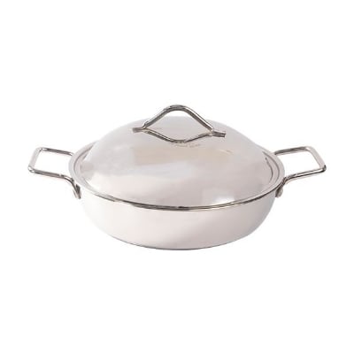 Picture of Stainless Steel Frying Pan with SS Lid and Bakelite Handle 304 FOOD GRADE (Silver28CM)
