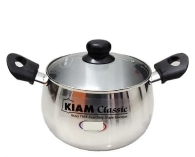 Picture of Kiam Aluminium Belly Shape Saucepan With Glass Lid (16CM)