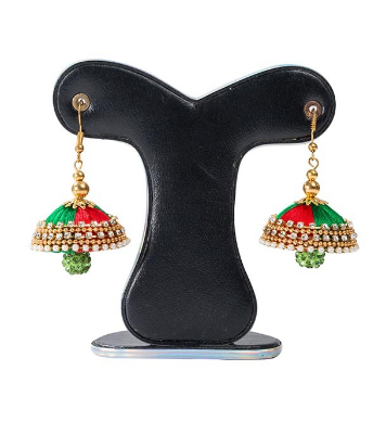 Picture of Red & Green  Color Silk Earring 