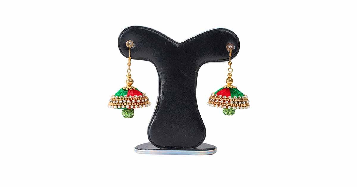 Picture of Red & Green  Color Silk Earring 