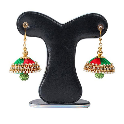 Picture of Red & Green  Color Silk Earring 