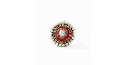 Picture of Red & Green  Color Silk Finger Ring