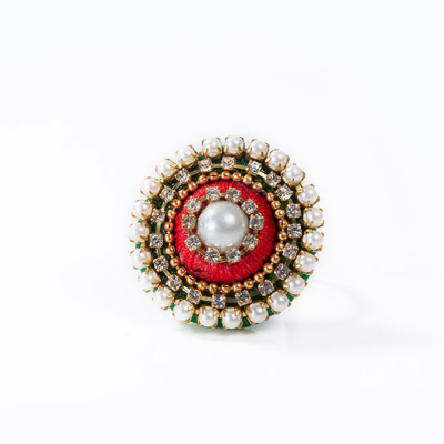 Picture of Red & Green  Color Silk Finger Ring
