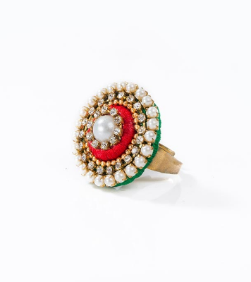 Picture of Red & Green  Color Silk Finger Ring