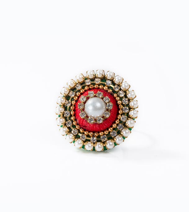 Picture of Red & Green  Color Silk Finger Ring