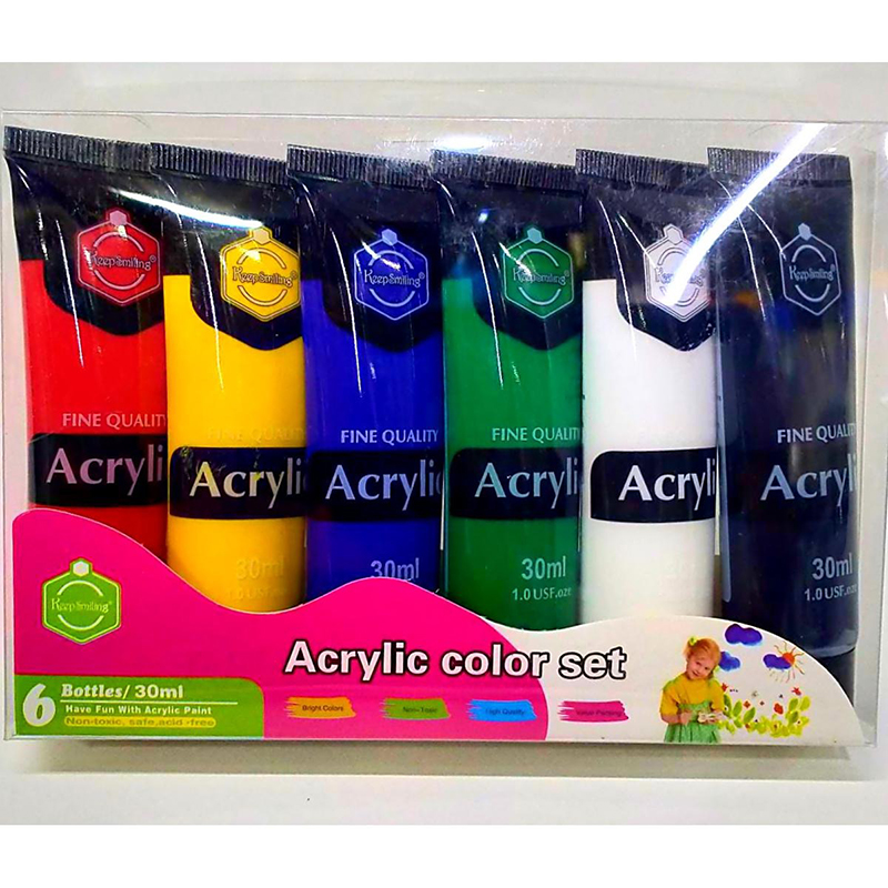 Picture of Keep-Smiling For Students & Artists Acrylic Paint Set 6 Bright Colors, 30ML-Multicolor
