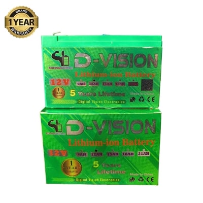 Picture of 12 Volt 12ah battery D Vision Lithium-ion cell BMS Protection with 1 Years Grunte