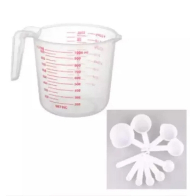 Picture of Measuring Spoon Cup Set & Plastic Measuring Mug combo pack of 2 items -White