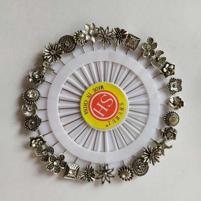 Picture of 15 Pieces Indian Classic (Hijab Pins) Brooches For Women & Girls, Hijab pin For women.- Silver -Silver