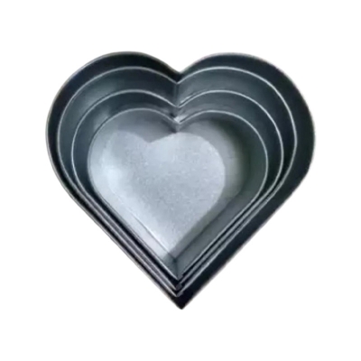 Picture of Heart Cake Pan Set - 4 Pieces -Silver