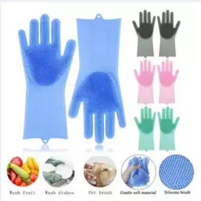 Picture of Silicon Dish Washing Kitchen Hand Gloves-1 Piece