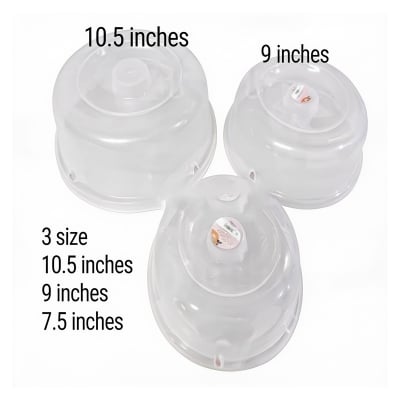 Picture of Microwave Food Cover Set - 3 Pcs, Clear Plastic, Non-Stick, Splatter Guard, Multiple Sizes
