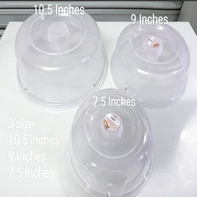 Picture of 3 Pieces MICROWAVE 3 Size FOOD COVER Set  / Plate Cover Splatter Guard Non Stick Plastic Clear Dish Lid