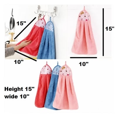 Picture of Hanging Kitchen + Basin Cute Hand Towel 10×15 Inch (3 Pieces) -Multicolor