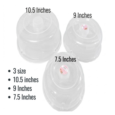 Picture of 3 Pieces 3 Size MICROWAVE FOOD COVER / Plate Cover Splatter Guard Non Stick Plastic Clear Dish Lid