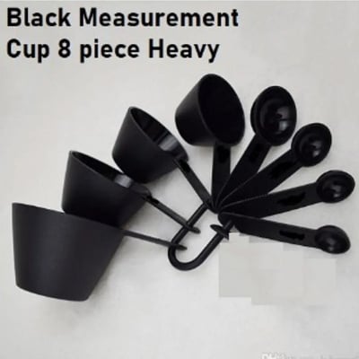 Picture of Professional Measurement Cup and Spoon Set Kitchen Baking Tools 8 piece set - Black -Black