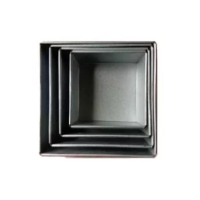 Picture of 4Pcs Square Shape Cake Mold, Aluminum Round Cake Mold 4Pis Set, Make Cake, Pudding And More, Oven Proof Cake Pan Set. - Cake Decoration Tools -Silver