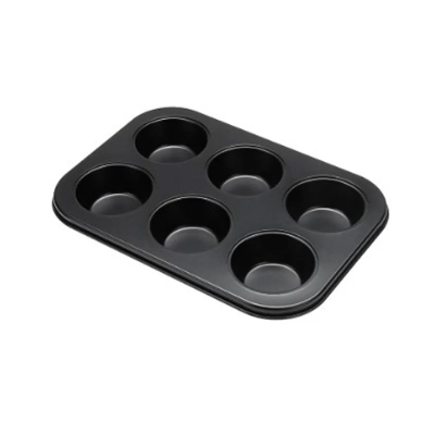 Picture of 6 Holes Stainles Steel Non-stick Muffin Cake Baking Oven Pan Cookie Tray Cup Cake Mold high quality -Black