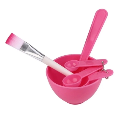 Picture of Beauty Tool Facemask Mixing Bowl Brush Spoon Stick 6 In 1 Tool Face Care Set - Makeup Brush Set -Pink