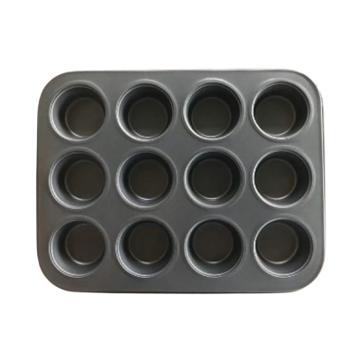 Picture of 12 Round Non Stick Muffin and Large Cupcake Mold - Black -Black