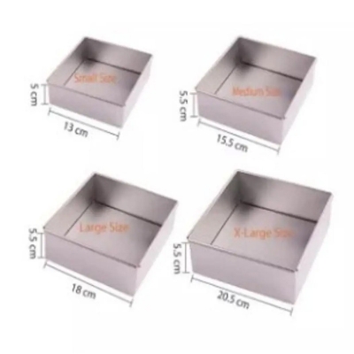 Picture of 4Pcs Square Shape Cake Mold,  Make Cake, Pudding And More, Oven Proof Cake Pan Set. -Silver