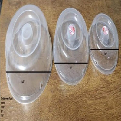 Picture of 3 Pieces MICROWAVE 3 Size FOOD COVER / Plate Cover Splatter Guard Non Stick Plastic Clear Dish Lid -White