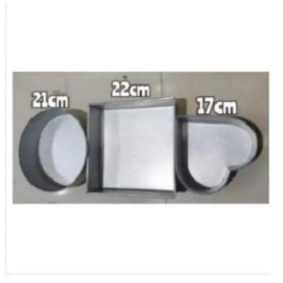 Picture of Aluminium Square/ Heart/ Round Shape Cake Mold/ Pudding Mold Full Set -Silver