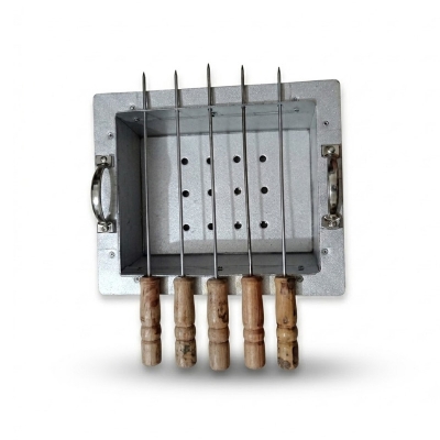 Picture of BBQ Grill  With 5 Stick - Silver Tin Made Maker -Silver