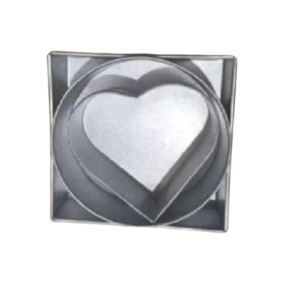 Picture of 3 pieces Set Aluminium Square/ Heart/ Round Shape Cake Mold/ Pudding Mold Full Set -Silver