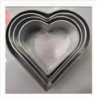 Picture of Cake mold Heart 4 pieces set Aluminium 6",7",8",9" Inches -Silver