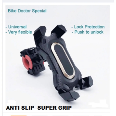 Picture of Universal All Mobile Phone Holder for Motorcycle and Cycle Spin Protection and Adjustable Anti Slip -Black