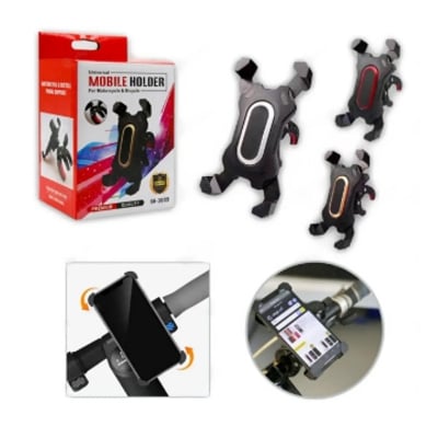 Picture of Universal location Mobile Phone Holder for Motorcycle and Cycle Spin Protection and Adjustable Anti Slip -Black