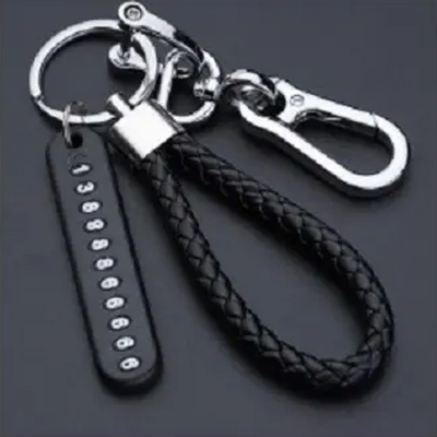 Picture of Pendant key Holders + Phone Number plate  Motorcycle , Bicycle , Car Auto Key Ring Anti-Lost Number Plate Mobile Number -Black