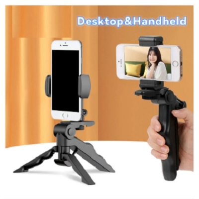 Picture of Live Streaming / Vlog Mount Video Phone Tripod Holder Mini And Live Set For Professional Photo Video Camera Phone Handheld Stabilizer Hand Grip Tripod -Black