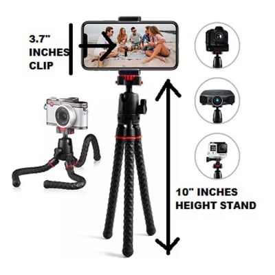 Picture of Portable Heavy Flexible Octopus For live / Vlog Travel Tripod For Mobile & DSLR -Black