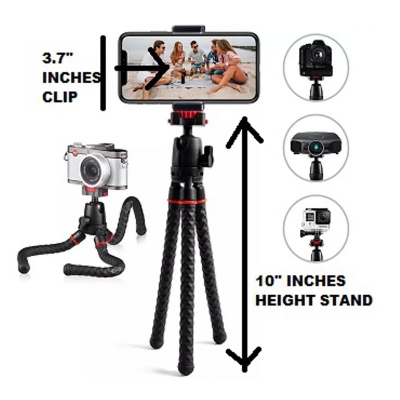 Picture of Portable Long Flexible Octopus For live / Vlog Travel Tripod For Mobile & DSLR -Black