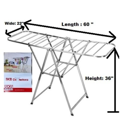 Picture of Home Intuition Foldable Clothes Drying Rack Dryer- SKB-Model- DCH-201 Multi-function cloth drying stand Adjustable height Durable caster wheels Rust free Hanger slots Designed for better air flow Better dry function by the windblown from various angles Us -Silver