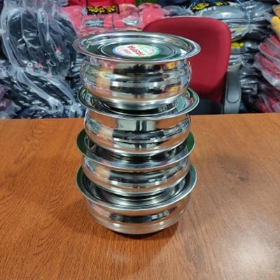 Picture of 4 Pieces Hari Set  Hari / Patil / Deski With Lid - SS Hari with Lid -Silver