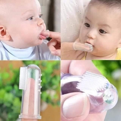 Picture of Soft Silicone Kids Mouth Finger Toothbrush Baby teeth Cleaner -Tooth Brush - White
