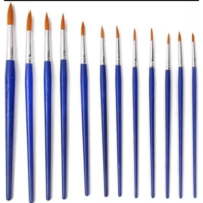 Picture of Artist Brush Paint Brush 12&14  pcs Mix set Blue Color Suitable for Water & Acrylic & Oil color paint