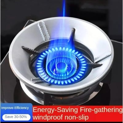 Picture of Energy Saving Gas Stove Cover Windproof Disk Windshield Bracket Universal Round Shape - রূপা