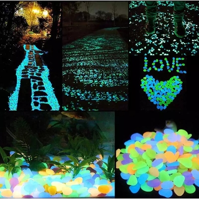 Picture of 100Pcs Glow In The Dark Garden Pebbles Stones Rocks for Walkways Garden Path Patio Lawn Garden Yard Decor Luminous stones - Multicolor